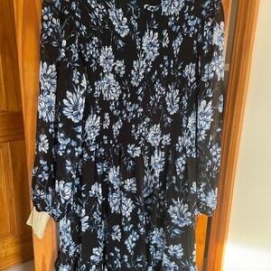 Harper Black and Blue Floral Long Sleeve Dress